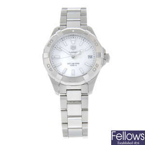 CURRENT MODEL: TAG HEUER - a lady's stainless steel Aquaracer bracelet watch.