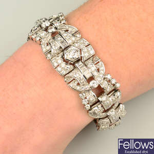 A vari-cut diamond geometric bracelet.