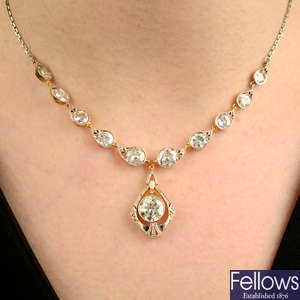 An old-cut diamond necklace.