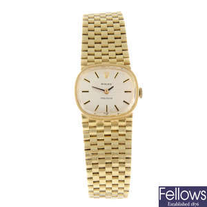 ROLEX - a lady's 14ct yellow gold Precision bracelet watch.