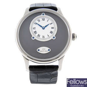JAQUET DROZ - a limited edition gentleman's 18ct white gold Petite Heure Minute wrist watch.