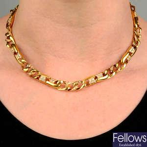 A brilliant-cut diamond modified curb-link necklace, by Tabbah.