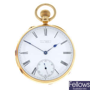 An open faced 18ct yellow gold pocket watch by Charles Frodsham.