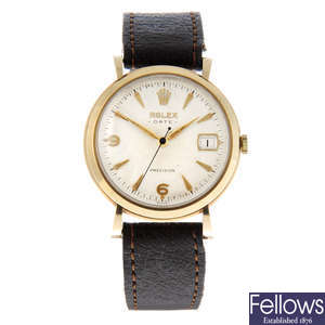 ROLEX - a 9ct yellow gold Date Precision wrist watch, 33mm.