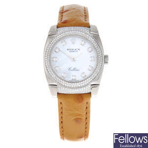 ROLEX - a lady's 18ct white gold Cellini wrist watch.