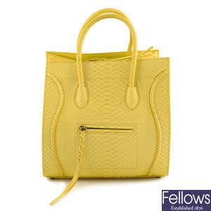 CÉLINE - a yellow python skin Phantom handbag.