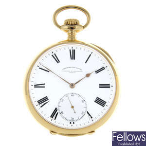 An open face yellow metal Chronometre Royal pocket watch by Vacheron & Constantin, 57mm.