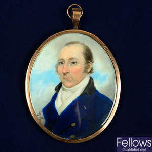 A late Georgian gold mounted portrait miniature of a Gentleman, by Archibald Skirving.