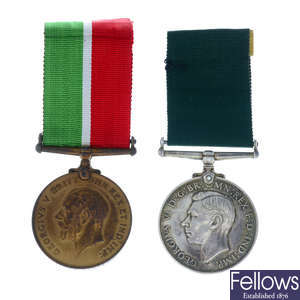 Mercantile Marine War Medal and Royal Naval Volunteer Reserve Long Service and Good Conduct Medal. (2).
