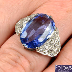 A Sri Lankan sapphire and old-cut diamond ring.