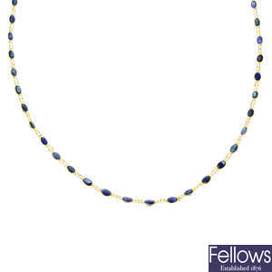 A graduated oval-cut sapphire necklace.
