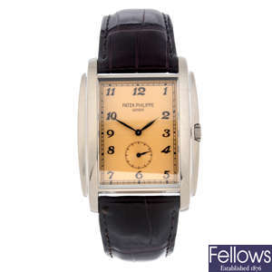 PATEK PHILIPPE - an 18ct white gold Gondolo wrist watch, 33mm.
