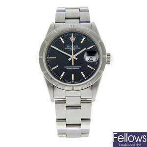 ROLEX - a stainless steel Oyster Perpetual Date bracelet watch, 34.5mm.