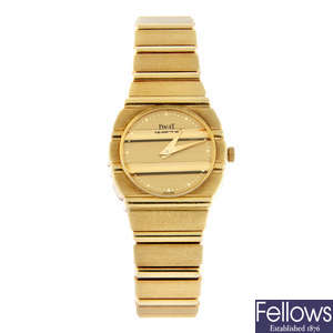 PIAGET - an 18ct yellow gold Polo bracelet watch, 23mm.