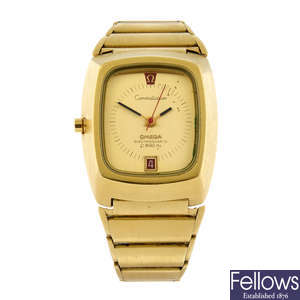OMEGA - a yellow metal Constellation Electroquartz f8192Hz bracelet watch, 36mm.