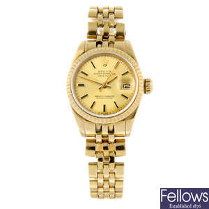 ROLEX - an 18ct yellow gold Oyster Perpetual Datejust bracelet watch, 28mm.