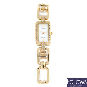 ROTARY - a 9ct yellow gold Elite bracelet watch (14mm) with 9ct gold Trebex bracelet watch.