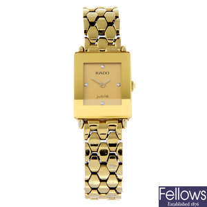 RADO - a gold plated DiaStar Jubile bracelet watch,18mm.