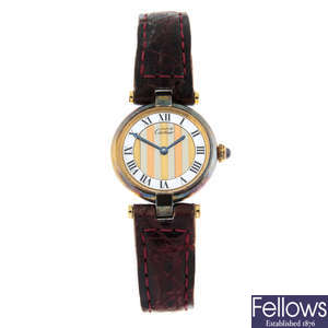 CARTIER - a gold plated silver Must de Cartier wrist watch, 24mm.