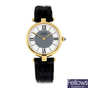 CARTIER - a gold plated silver Must De Cartier Vendome wrist watch, 30mm.