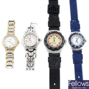 A group of four assorted watches, to include three examples by Tag Heuer.