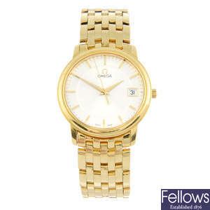 OMEGA - an 18ct yellow gold bracelet watch, 34mm.