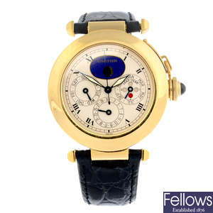 CARTIER - an 18ct yellow gold Pasha Perpetual Calendar wrist watch, 38mm.