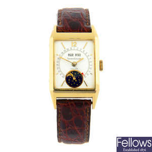 JAEGER-LECOULTRE - an 18ct yellow gold Serie Unique triple-calendar moonphase wrist watch, 24mm.