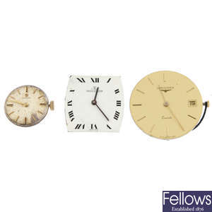 A group of assorted watch movements, to include examples by Omega, Longines and Jaeger-LeCoultre. Approximately 40.