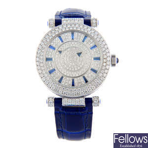 FRANCK MULLER - a factory diamond set 18ct white gold Double Mystery wrist watch, 39mm.