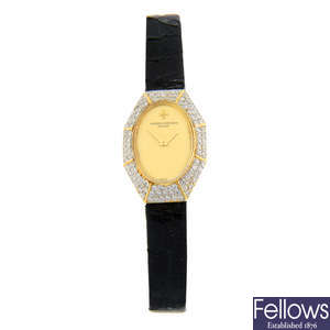 VACHERON CONSTANTIN - an 18ct gold factory diamond set wrist watch, 18mm x 26mm.
