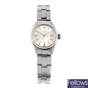 ROLEX - a stainless steel Oyster Perpetual Date bracelet watch, 25mm.
