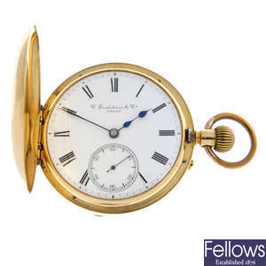 An 18ct gold full hunter pocket watch by Charles Frodsham, 48mm.