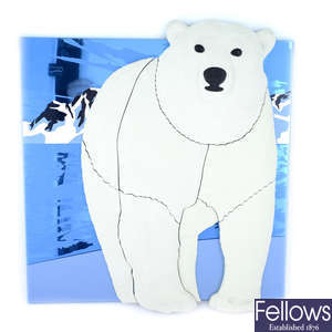 ROLEX - a pair of shop display signs depicting a polar bear and an Arctic landscape.