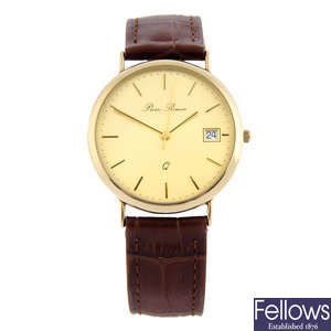 PIERRE RENOIR - a 9ct yellow gold wrist watch, 34mm.