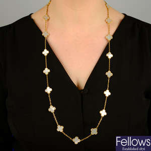 An 18ct gold mother-of-pearl 'Vintage Alhambra', necklace, by Van Cleef & Arpels.