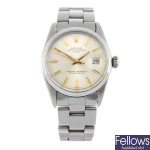 ROLEX - a stainless steel Oyster Perpetual Date bracelet watch, 34mm.