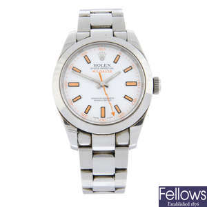 ROLEX - a stainless steel Oyster Perpetual Milguass bracelet watch, 40mm.