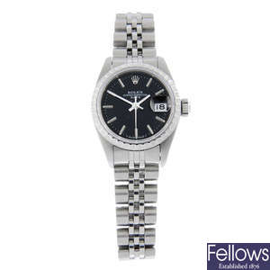 ROLEX - a stainless steel Oyster Perpetual Date bracelet watch, 26mm.