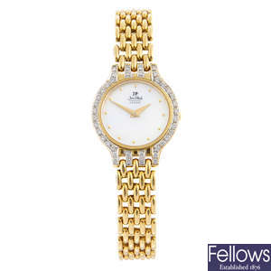 JEAN PLOCH - a factory diamond set yellow metal bracelet watch, 23mm.