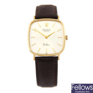 ROLEX - an 18ct yellow gold Cellini wrist watch, 30mm x 30mm.