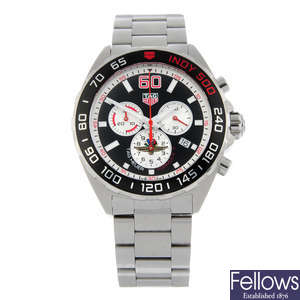 TAG HEUER - a stainless steel Formula 1 Indy 500 chronograph bracelet watch, 43mm.