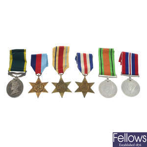 WWII, a group of five medals; together with Territorial Efficiency Medal. (6).