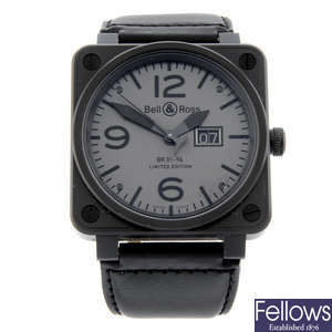BELL & ROSS - a limited edition PVD-treated stainless steel BR01-96-S wrist watch, 46mm.