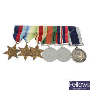WWII group of five medals, together with a Royal Naval Long Service and Good Conduct Medal. (6).
