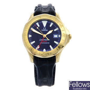 OMEGA - an 18ct yellow gold Seamaster GMT wrist watch, 41mm.