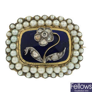 Victorian enamel & gem brooch
