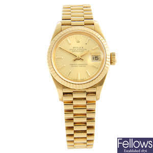 ROLEX - an 18ct yellow gold Oyster Perpetual Datejust bracelet watch, 26mm