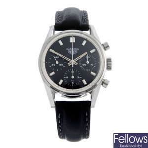 HEUER - a stainless steel Carrera chronograph wrist watch, 36mm.