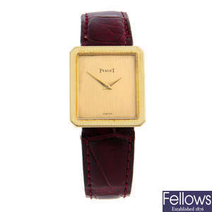 LOT 106 PIAGET a yellow metal wrist watch 24x28mm